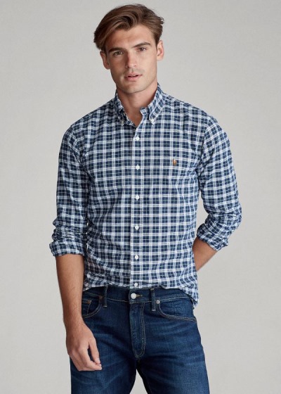 Camisa Oxford Polo Ralph Lauren Hombre Azul Marino / Blancos / Multicolor - Classic Fit Plaid - URMC